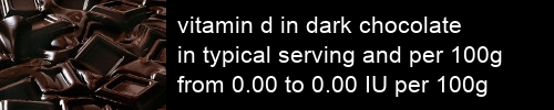 vitamin d in dark chocolate information and values per serving and 100g